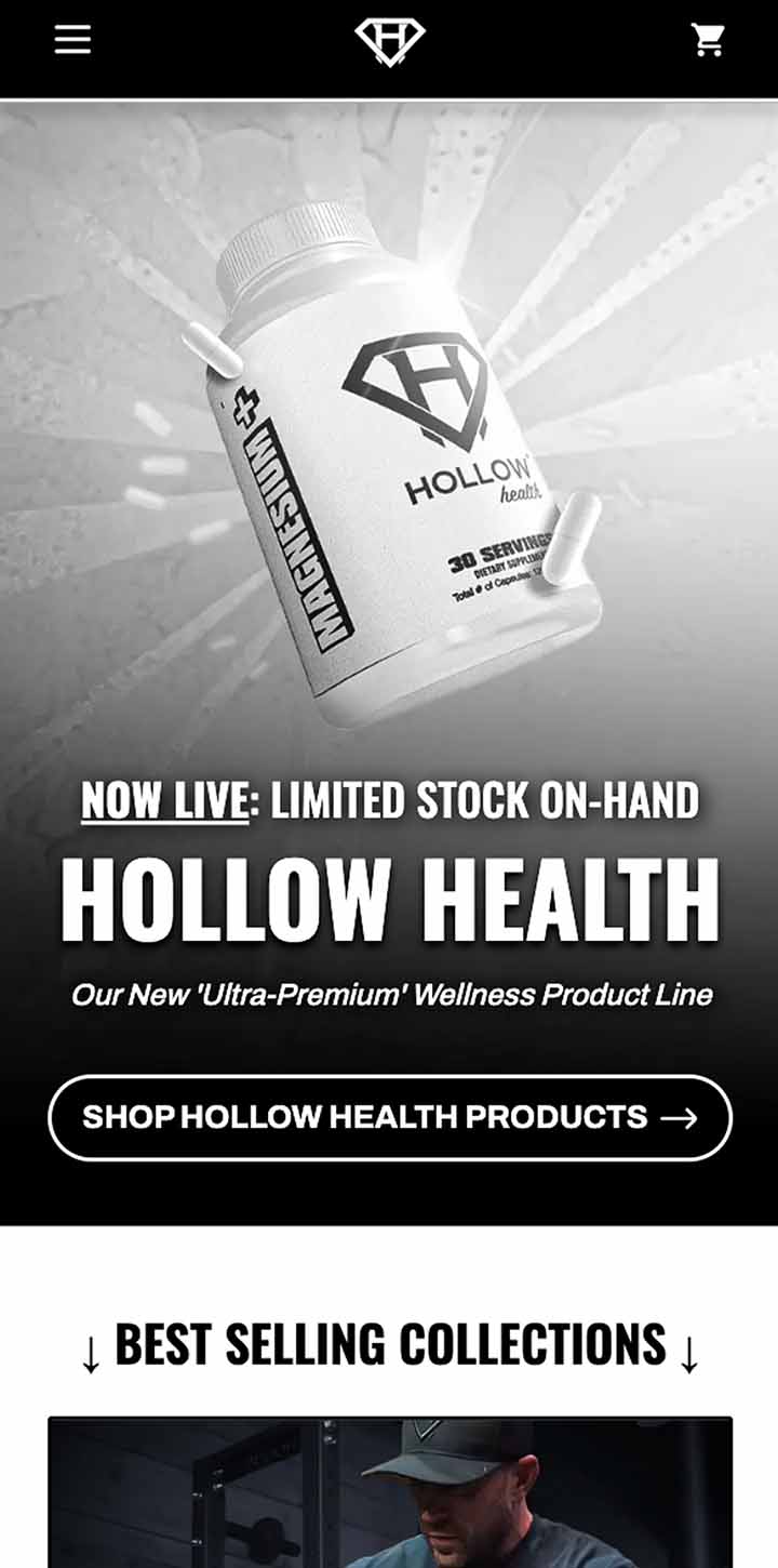 Hollow Labs supplement storefront